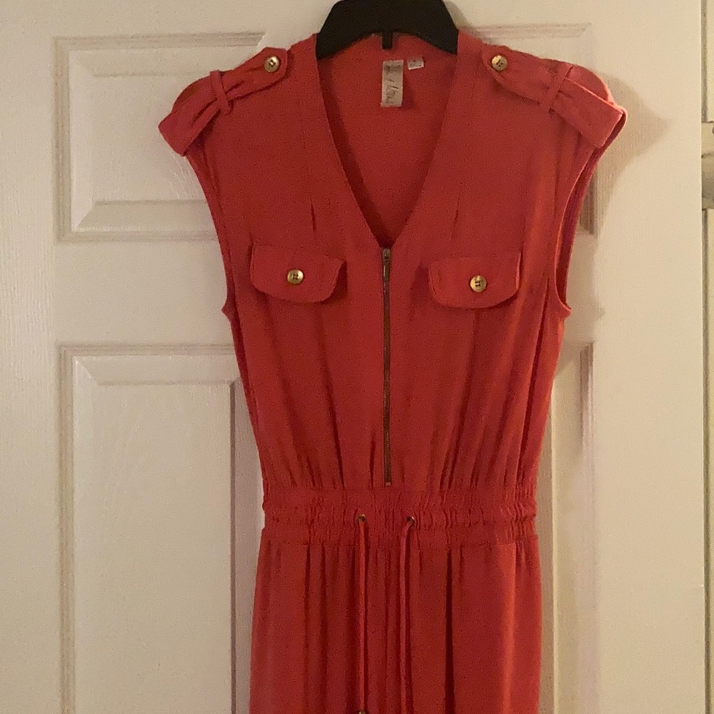 Salmon colored wide leg jumpsuit
